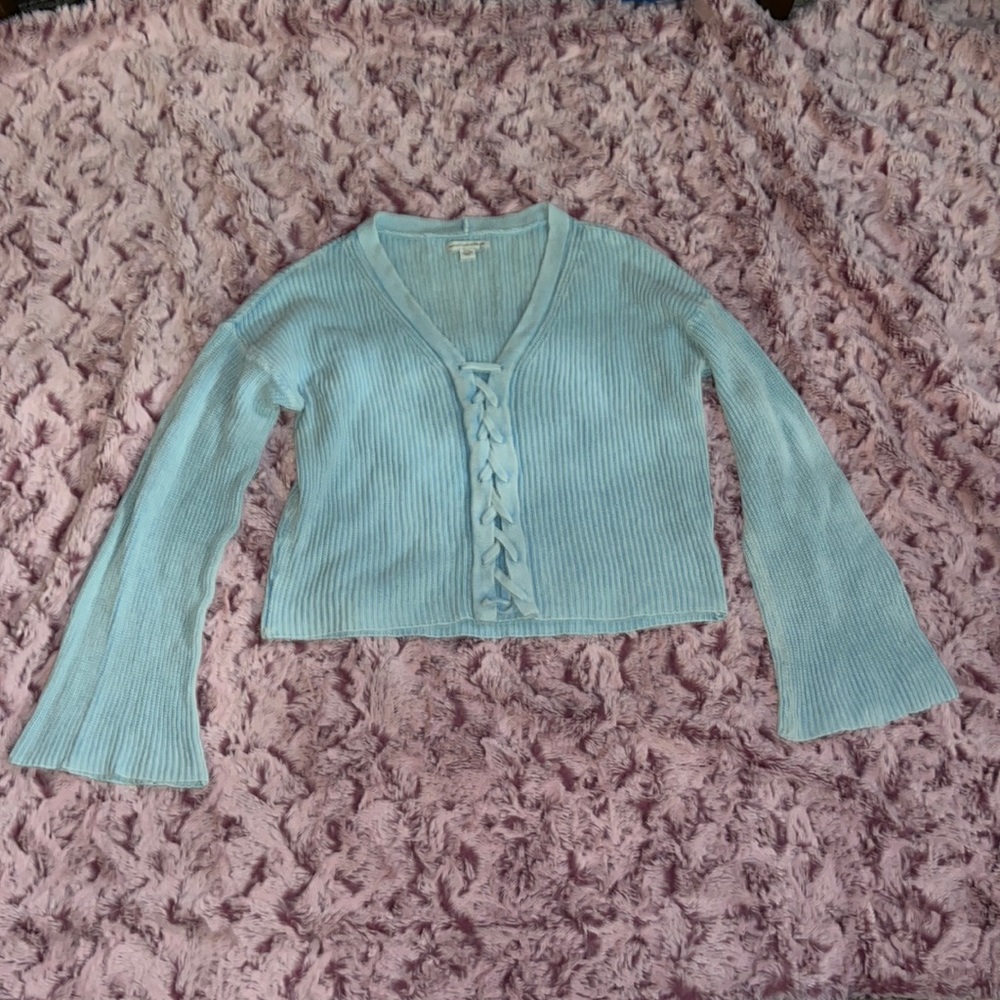 American eagle outfitters sweater cropped light blue